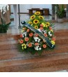 composizione funebre con nastro